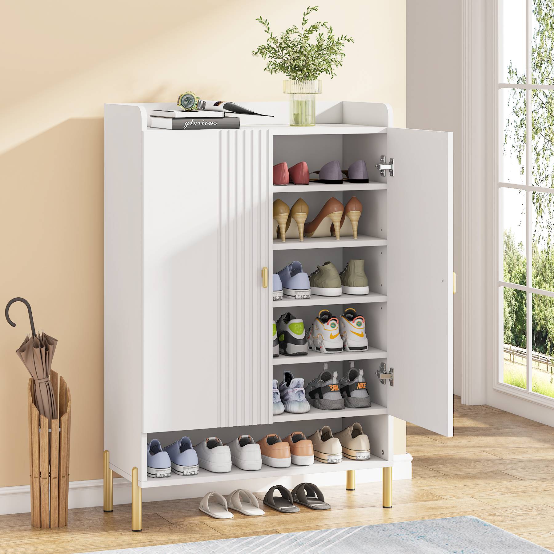 Tribesigns Shoe Cabinet, 6-Tier Shoe Organizer with Adjustable Shelves for Entryway Tribesigns